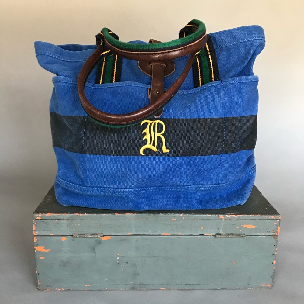 Vintage Rugby by Ralph Lauren Canvas Tote with Leather Straps